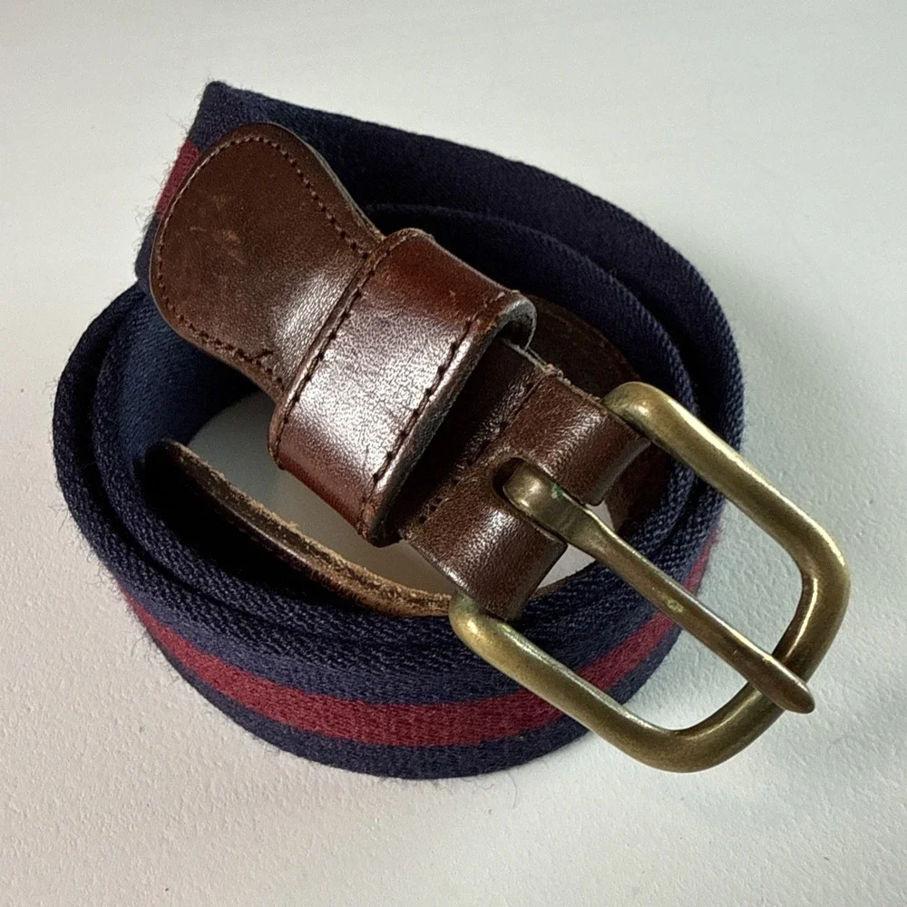 Vintage Coach Wool Leather Belt Size 34 Style 7903 Brass Buckle USA Made